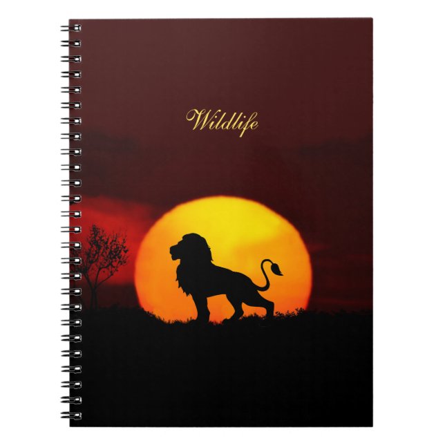 Wilder Löwe, Sonnenaufgang & Kalligraphie auf eine Notizblock (Vorderseite)