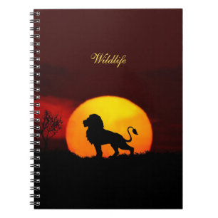 Wilder Löwe, Sonnenaufgang und Kalligrafie im Dsch Notizblock