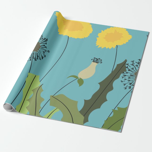 Wilder Löwenzahn-Druck Geschenkpapier (Ungerollt)
