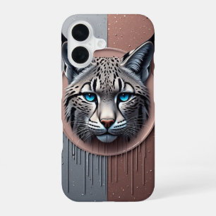 Wilder Luchs geometrisches Gesicht mit modernen De iPhone 16 Hülle