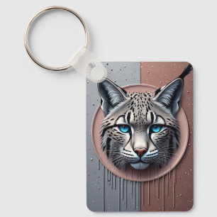 Wilder Luchs geometrisches Gesicht mit modernen De Schlüsselanhänger