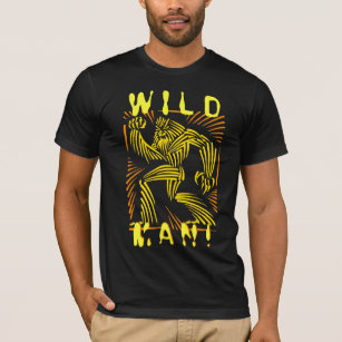 Wilder Mann WolfMan Holzschnitt-Grafik T-Shirt