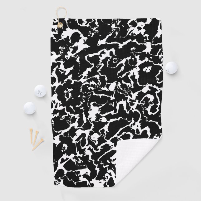Wilder Marmor 3 - Schwarz-Weiß Golfhandtuch (Insitu)