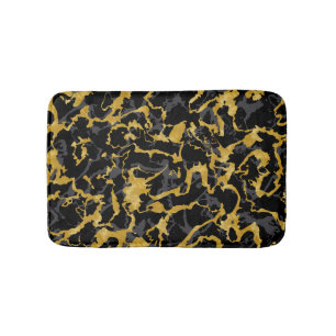 Wilder Marmor 8 - Schwarz und Gold, Grau Badematte