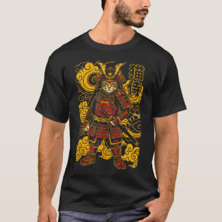 Wilder Neko-Samurai-Katze Traditionelles Japanisch T-Shirt