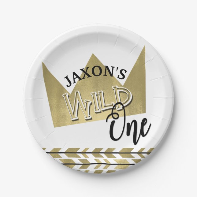 Wilder PapierTeller-erster Geburtstags-Teller Pappteller (Vorderseite)