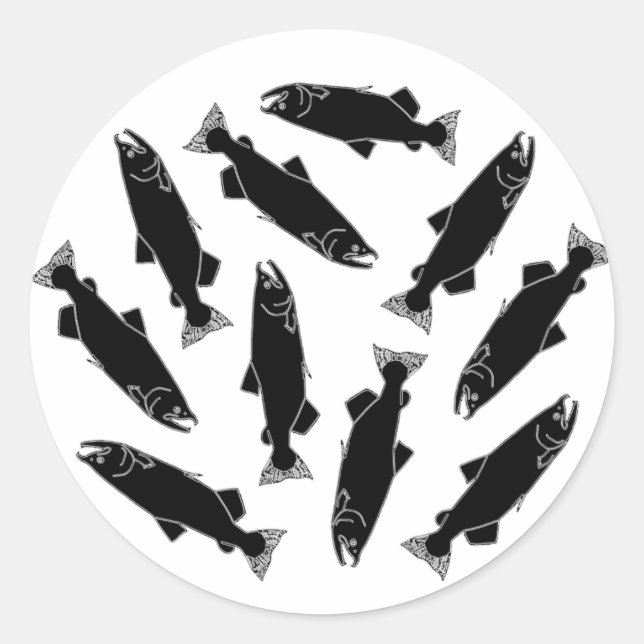 Wilder Pazifischer Lachs Runder Aufkleber (Vorderseite)