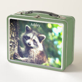 Wilder Raccoon auf dem Dschungel Metall Brotdose