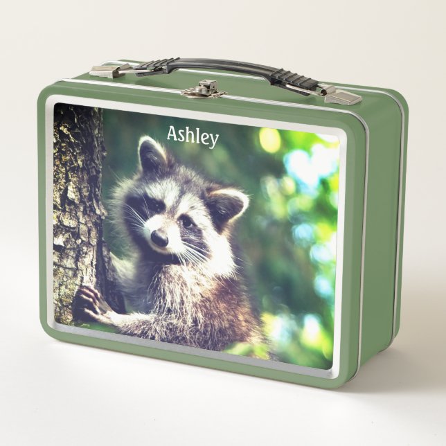 Wilder Raccoon auf dem Dschungel Metall Brotdose (Vorderseite)