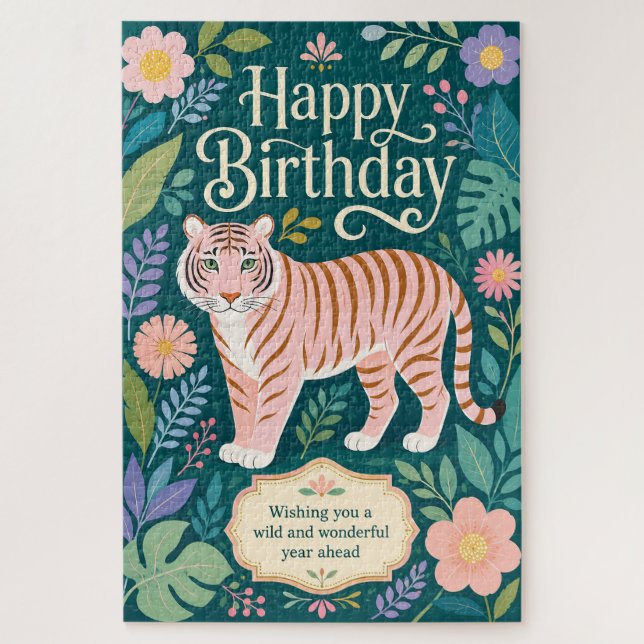 Wilder rosa Tiger Geburtstagsabenteuer (Vertikal)