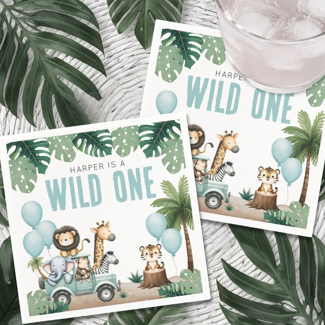 Wilder Safari 1. Geburtstag Serviette (Wild One Safari 1st Birthday Napkins)