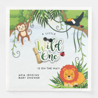 Wilder Safari-Dschungel Tropischer Baby Shower Serviette