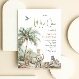 Wilder Safari-Geburtstag Dschungeltiere Einladung