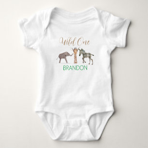 Wilder Safari-Tier 1. Geburtstag Baby-Bodysuit Baby Strampler