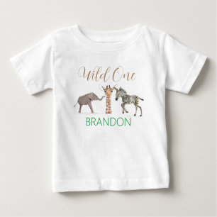 Wilder Safari-Tier 1. Geburtstag Baby T-shirt