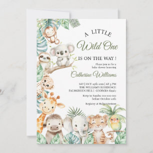 Wilder Safari-Tiere Junge Baby-Party Einladung