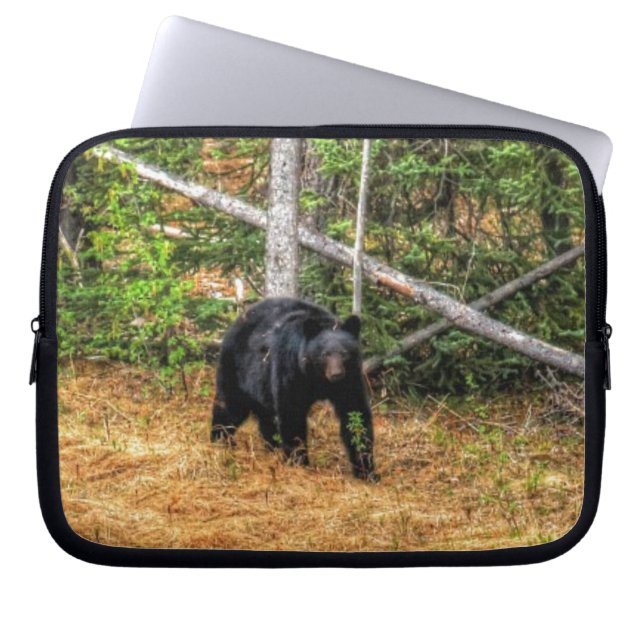 Wilder Schwarzbär & Yukon Forest Foto Kunst, Dicht Laptopschutzhülle (Vorderseite)