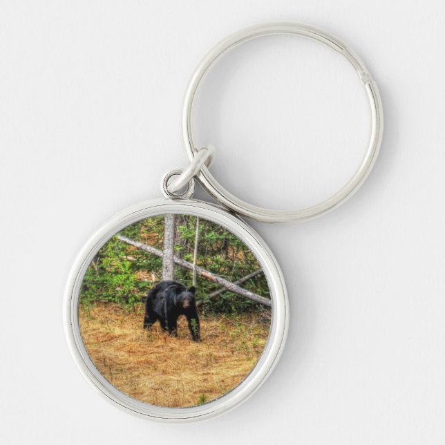 Wilder Schwarzbär & Yukon Forest Foto Kunst, Dicht Schlüsselanhänger (Vorne)