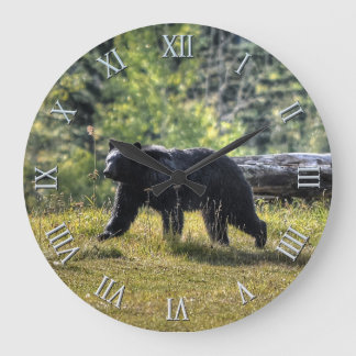 Wilder Schwarzer Bär & Kanadisches Foto Kunst, Dic Große Wanduhr