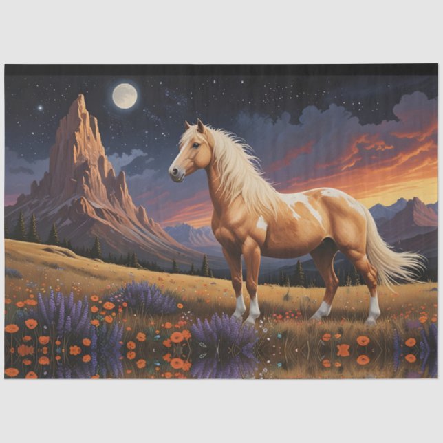 Wilder Senf Palomino Farbenfroher Nachthimmel Seidenpapier (Vorderseite)