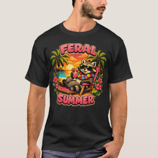 Wilder Sommer-Waschönbär-Strandurlaub Tropisch T-Shirt