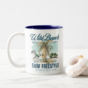Wilder Strand – Surf Freestyle Retro Strand Zweifarbige Tasse