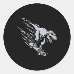 Wilder T-Rex Skateboarding mit Blitzgeschwindigkei Runder Aufkleber