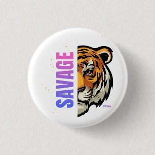 Wilder Tiger-Halbgesicht-Split-Design Button