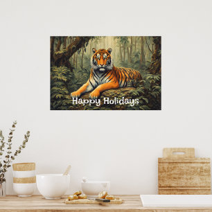 Wilder Tiger im Tropenwald Vintag Poster