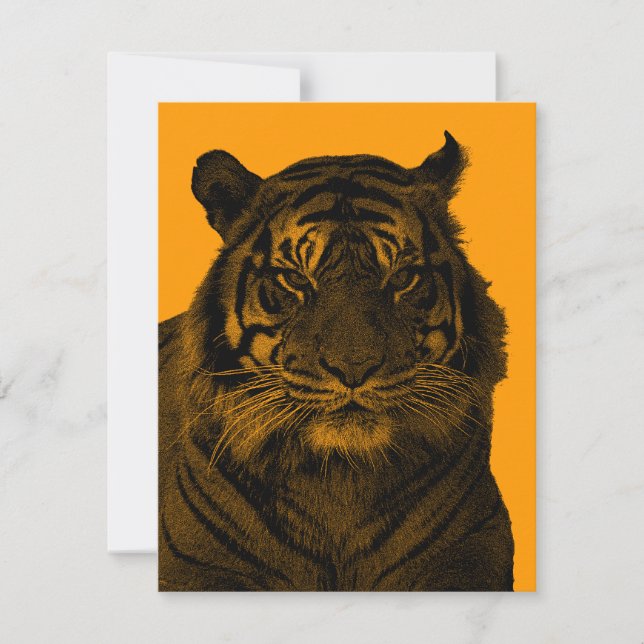 Wilder Tiger in Schwarz und Weiß Einladung (Vorderseite)