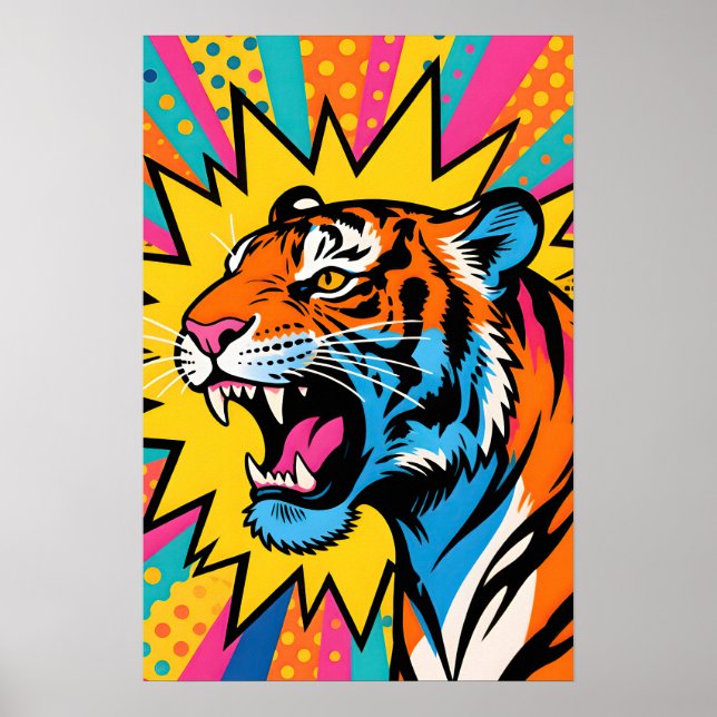 Wilder Tiger  Pop Art  Poster (Vorne)