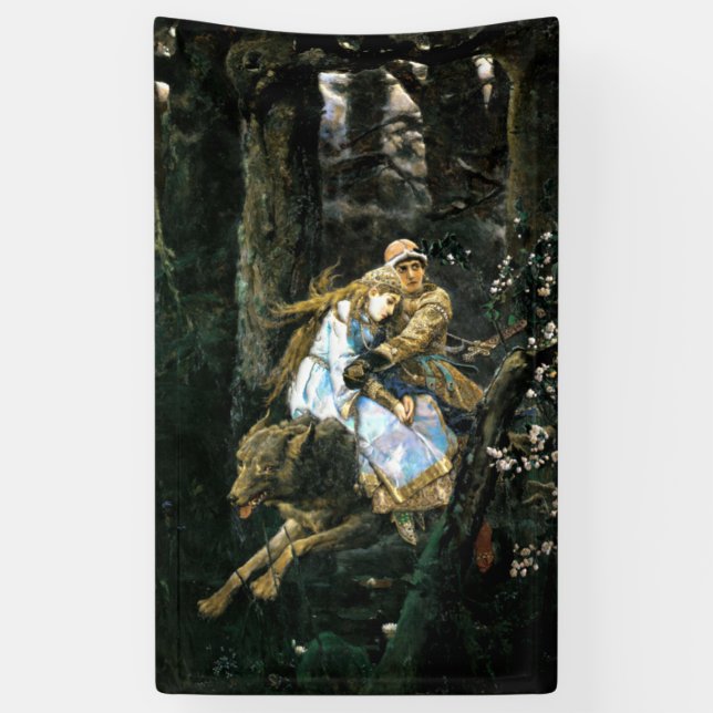 Wilder Timberwolf-tragendes Mädchen Banner (Vertikal)