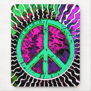 Wilder Trippy Hippie Friedenszeichen Mousepad