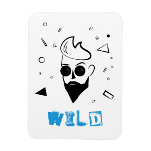Wilder Typ - Sketched Man in Black, White & Blue Magnet