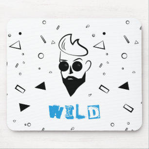 Wilder Typ - Sketched Man in Black, White & Blue Mousepad