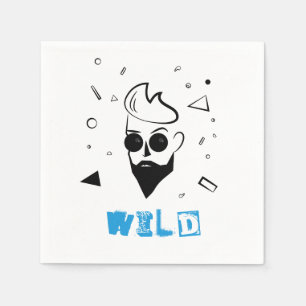 Wilder Typ - Skizzierter Mann in Schwarz, Weiß & B Serviette