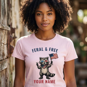 Wilder und freier patriotischer Waschbär mit indiv T-Shirt