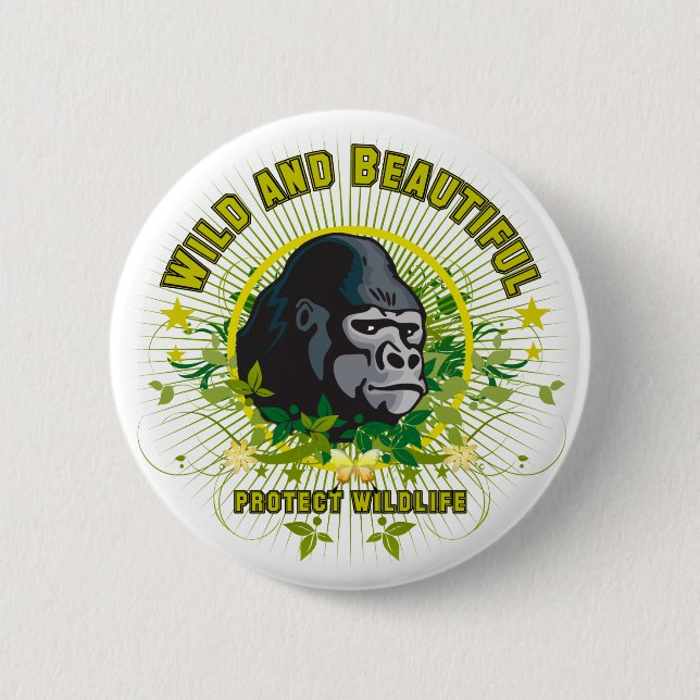 Wilder und schöner Gorilla Button (Vorderseite)