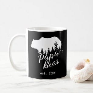 Wilder Wald Papa Bear Personalisiert Schwarz & Wei Kaffeetasse