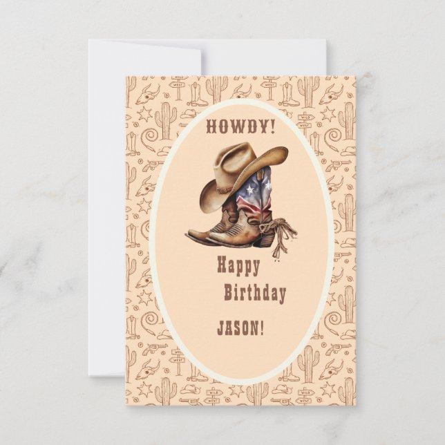 Wilder Westcowboy zum Geburtstag Karte (Vorderseite)