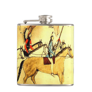 Wilder Westen Indianer Pferde Native American Folk Flachmann
