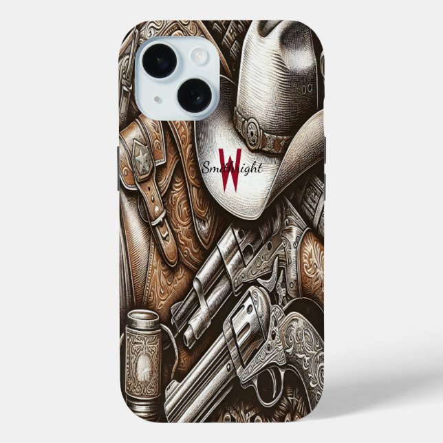 Wilder Westen mit Cowboyhut und Gewehren Case-Mate iPhone Hülle (Rückseite)