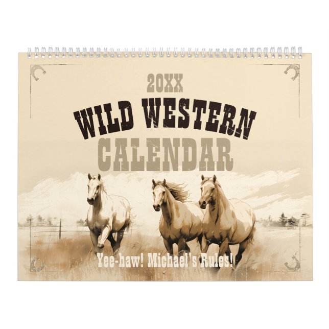 Wilder Western! Horses. Geschenk des bearbeitbaren Kalender (Titelbild)