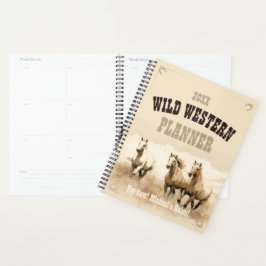 Wilder Western! Horses. Geschenk des bearbeitbaren Planer