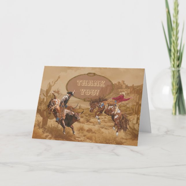 Wilder Western Round Up Vielen Dank Dankeskarte (Vorderseite)