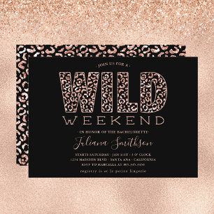 Wilder Wochenende Roségold Leopard Junggesellinnen Einladung
