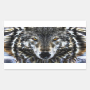 Wilder Wolf-inspirierend Porträt Rechteckiger Aufkleber