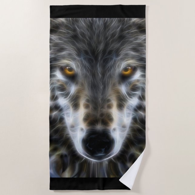 Wilder Wolf mustert Dekor an Strandtuch (Vorderseite)