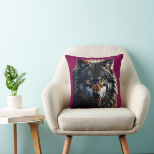 Wilder Wolf – Symbol für Stärke und Freiheit Kissen