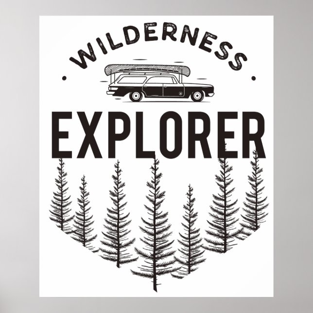 Wilderness Explorer Station Wagon Canoe Trees Poster (Vorne)